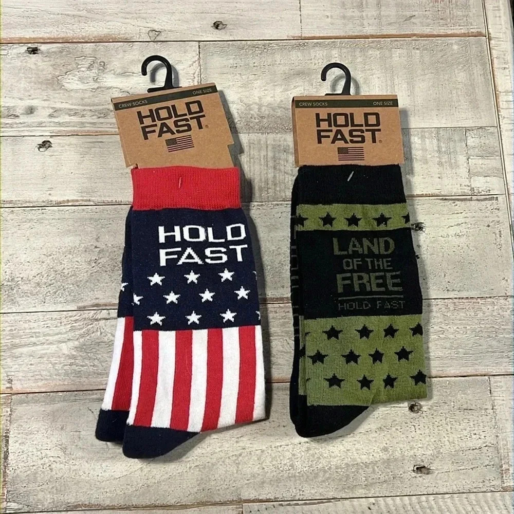 Hold Fast Crew socks bundle of 2 pair Patriotic land‎ of the free USA one size